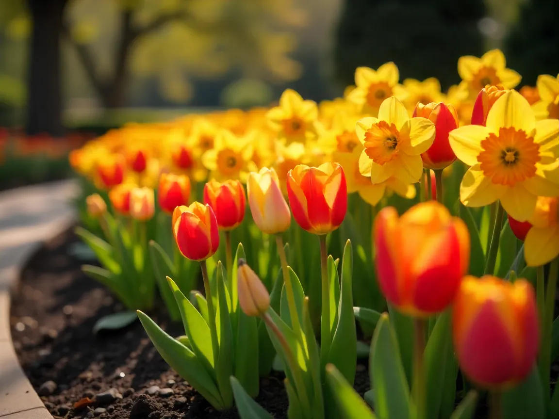 Seasonal flowerbed arrangement showcase